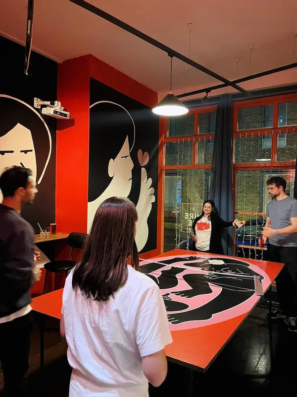 Murals, ping pong table design with players